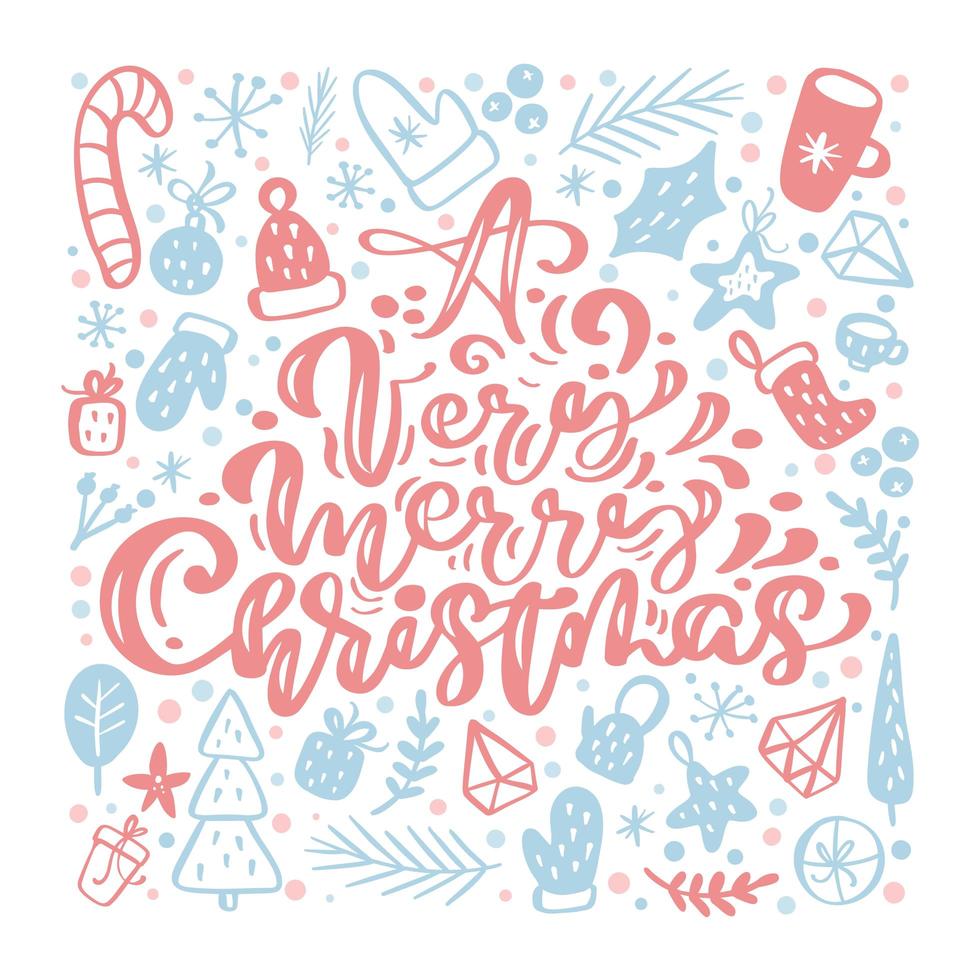 Very Merry Christmas calligraphic lettering vector