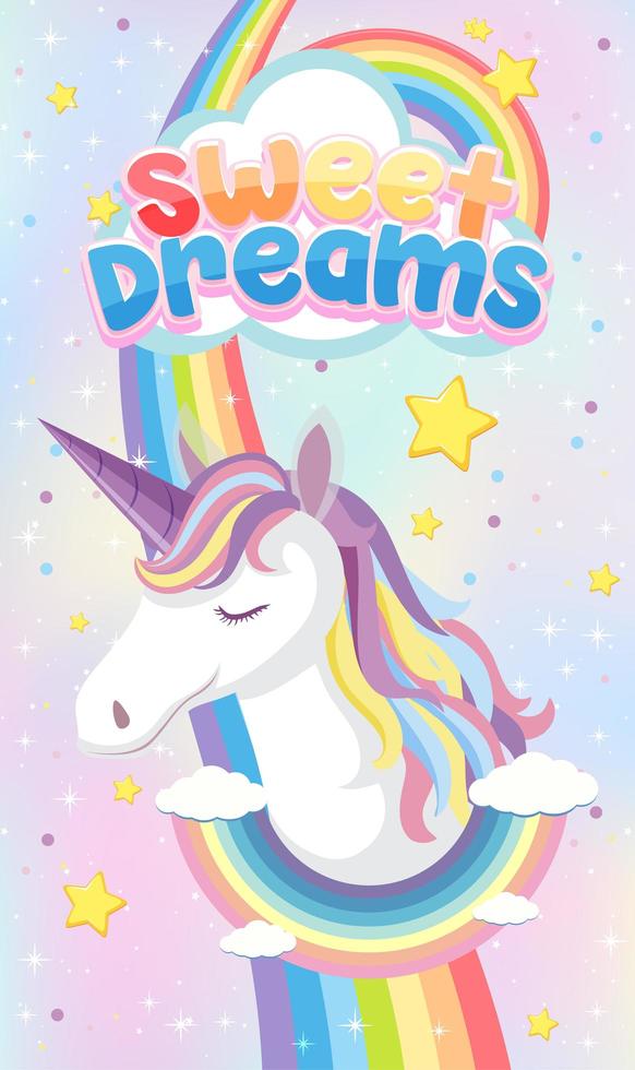 Unicorn icon on magic pastel background vector