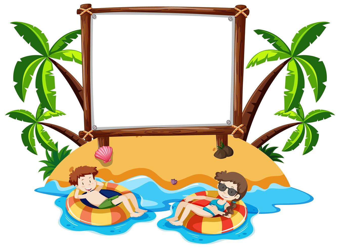 Blank banner on summer themed island vector