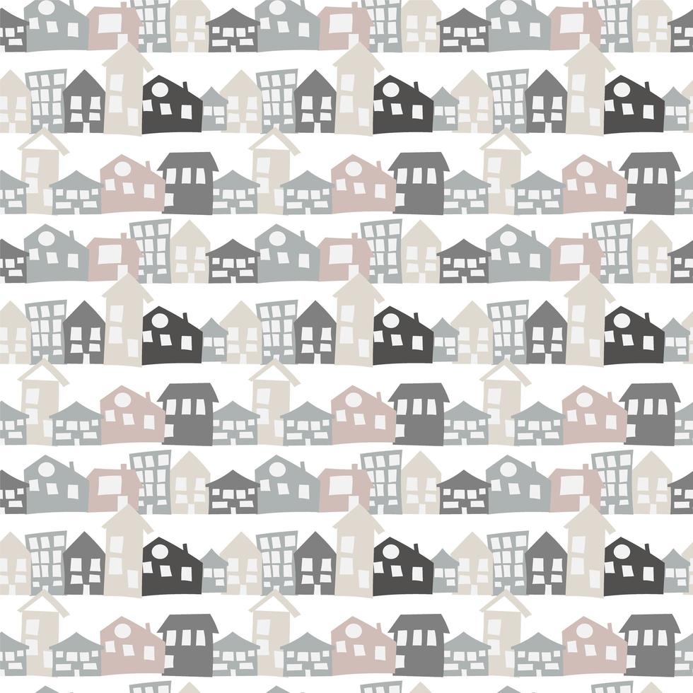 Scandinavian seamless pattern with hand drawn doodle houses vector