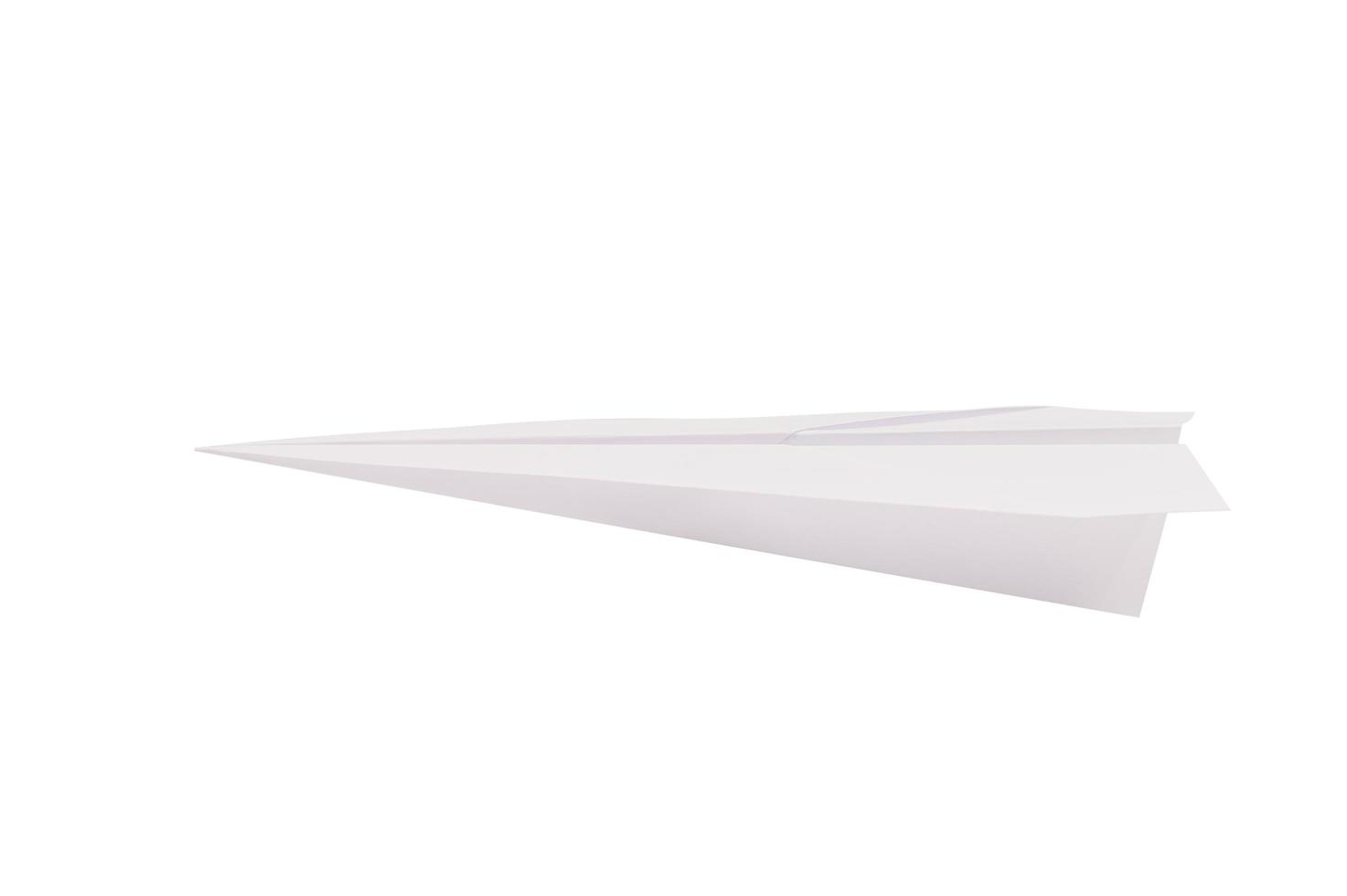 Folding paper plane on white background photo