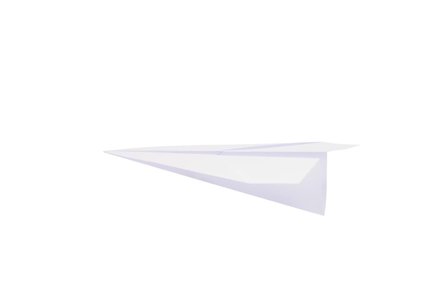 Avión de papel plegable sobre fondo blanco. foto