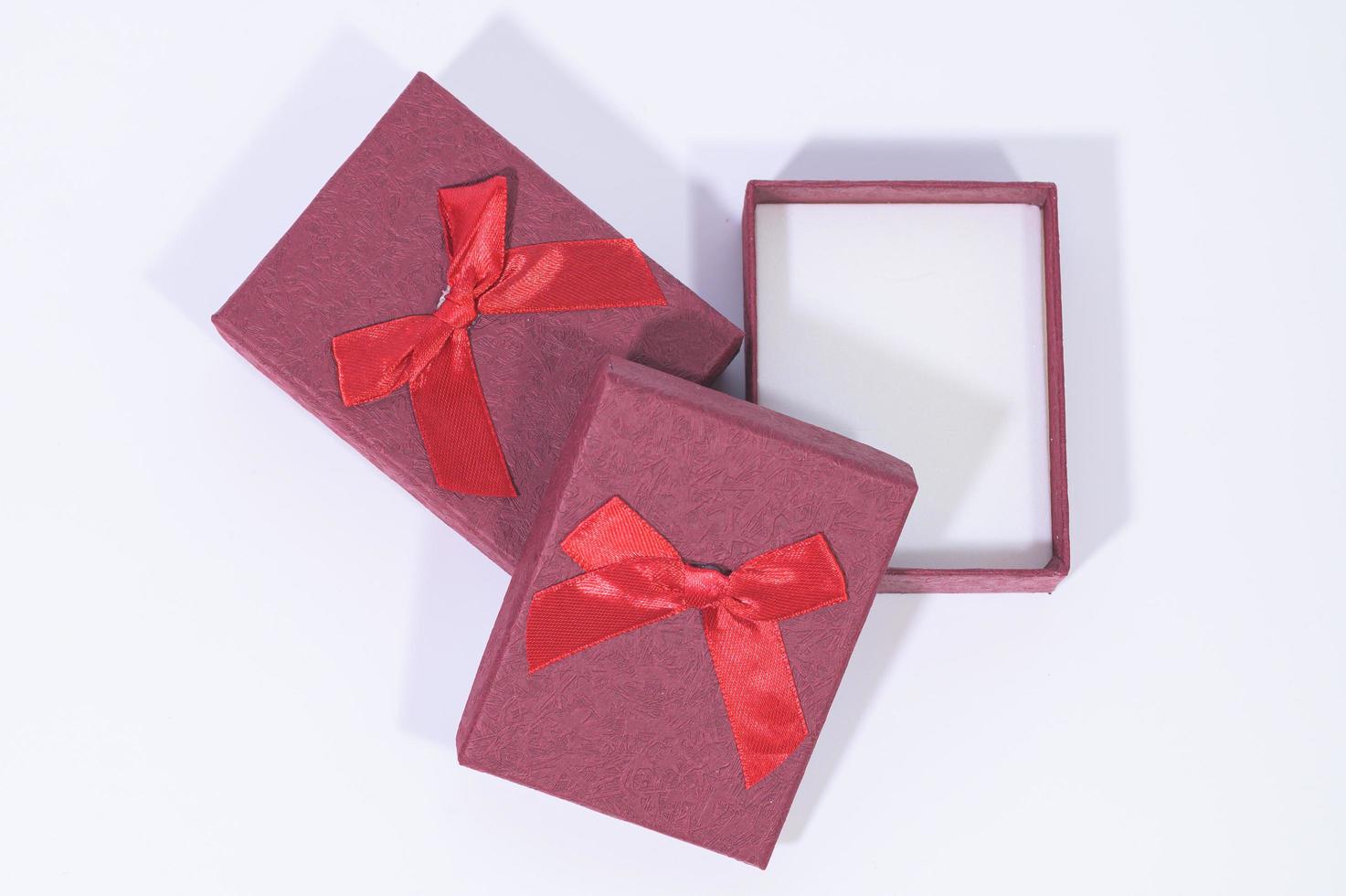 Gift boxes on white background photo