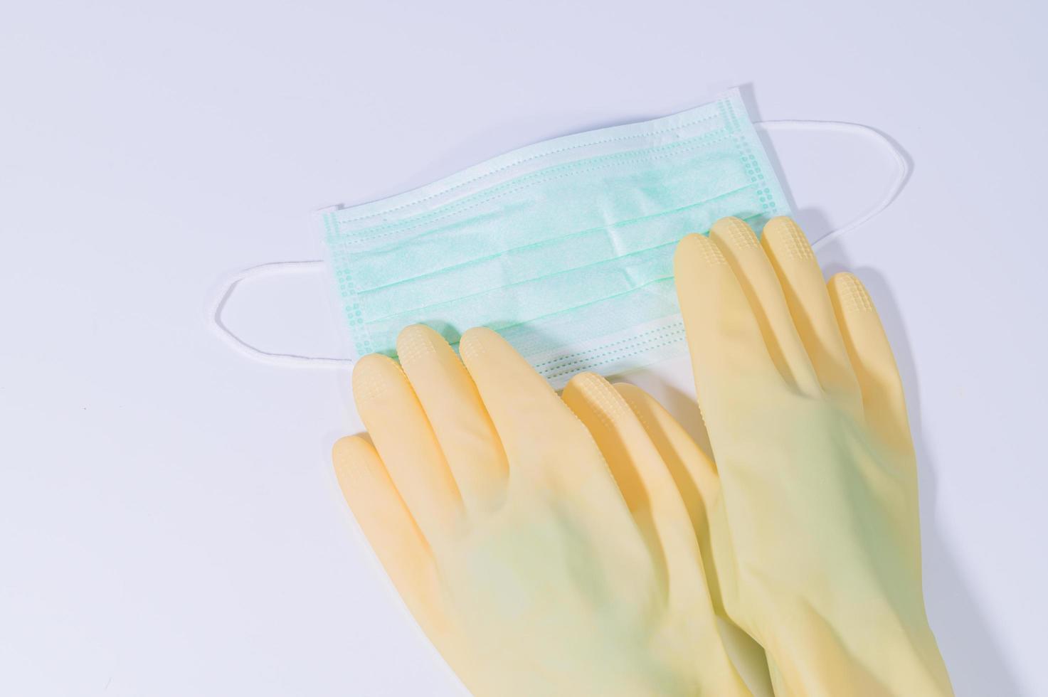Latex gloves and protective mask photo