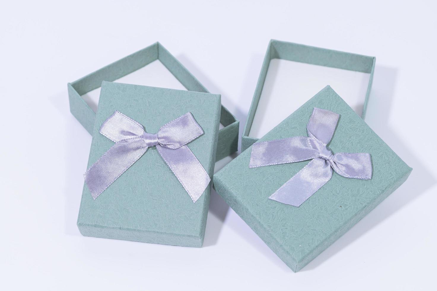 Gift boxes on white background photo