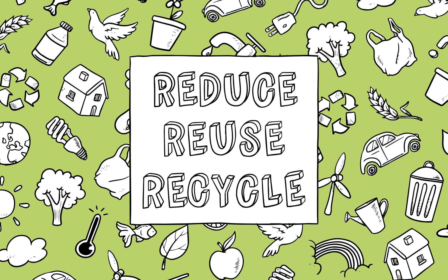 Ecologic doodles background with message vector