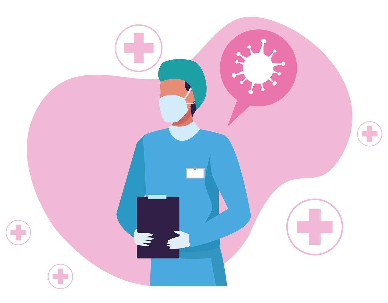 Surgeon wearing medical mask with covid19 particles vector