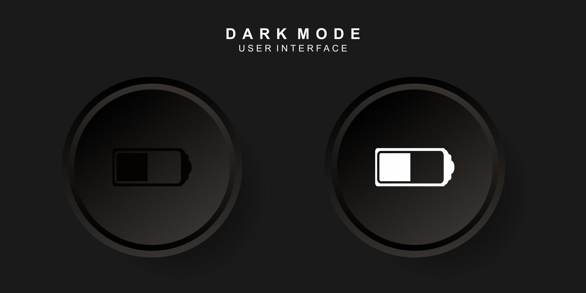 interfaz de usuario de batería creativa simple en diseño de neumorfismo oscuro vector