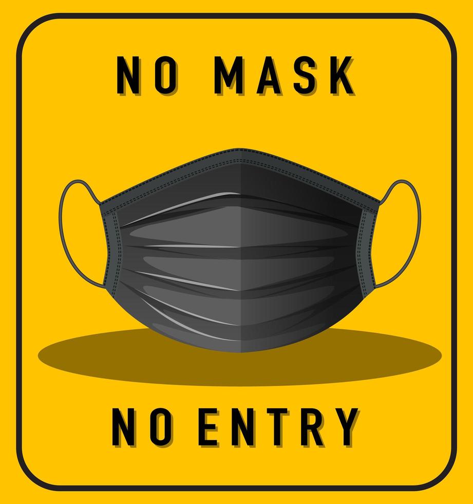 No mask no entry warning sign with mask vector