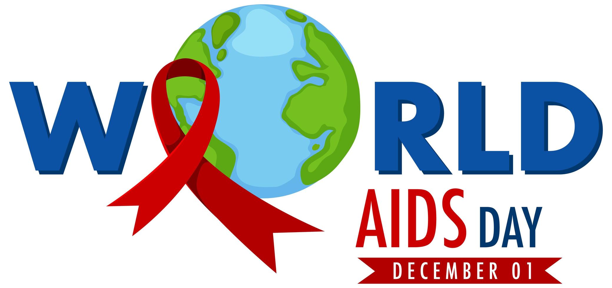 World AIDS Day banner with red ribbon on Earth vector