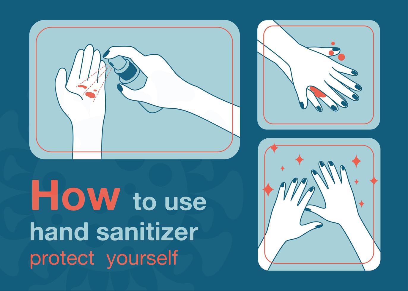 How to use hand sanitizer correctly for preventing virus vector