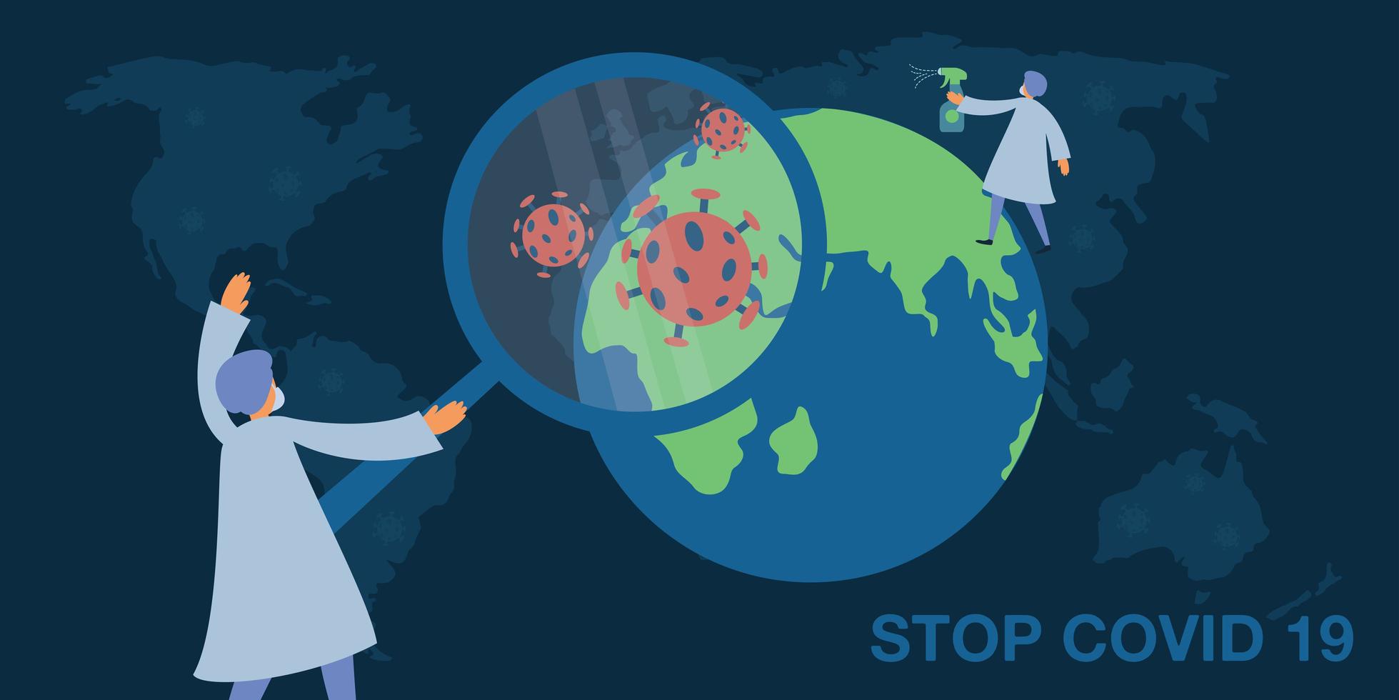 Doctors protecting the world from coronavirus poster vector