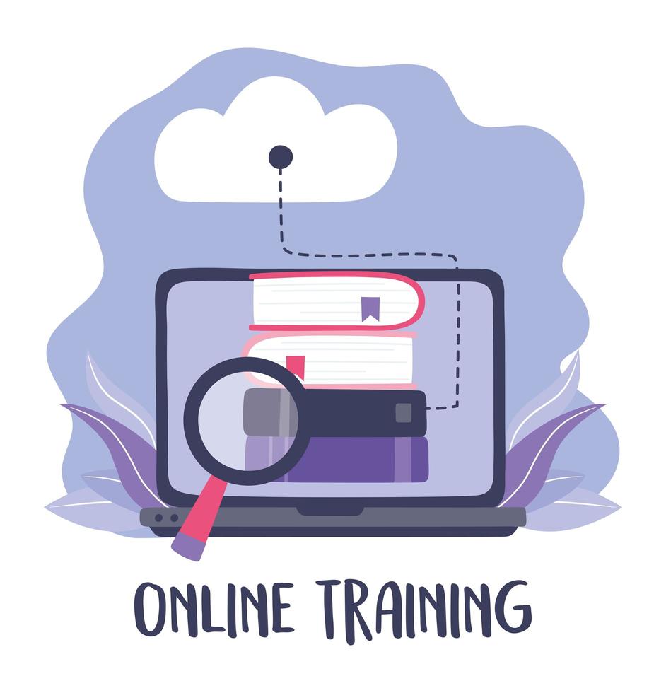 Online training, cloud computing book analysis vector