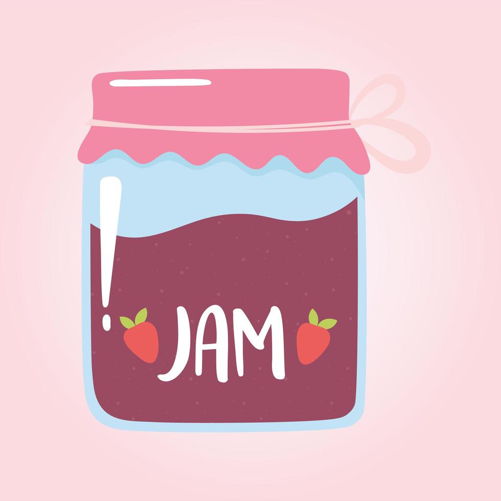 Jar with strawberry jam vector