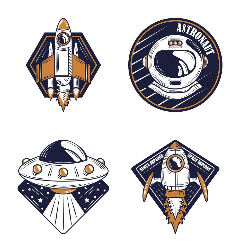 Air and space retro badge set vector
