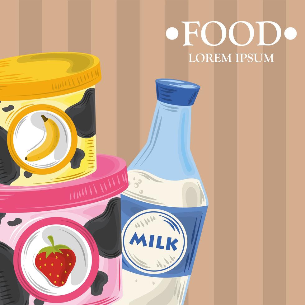 Food template banner with dairy products vector