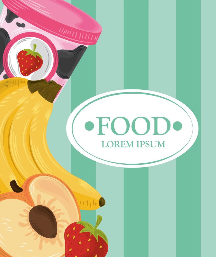 Food template banner with fruits and ice cream vector