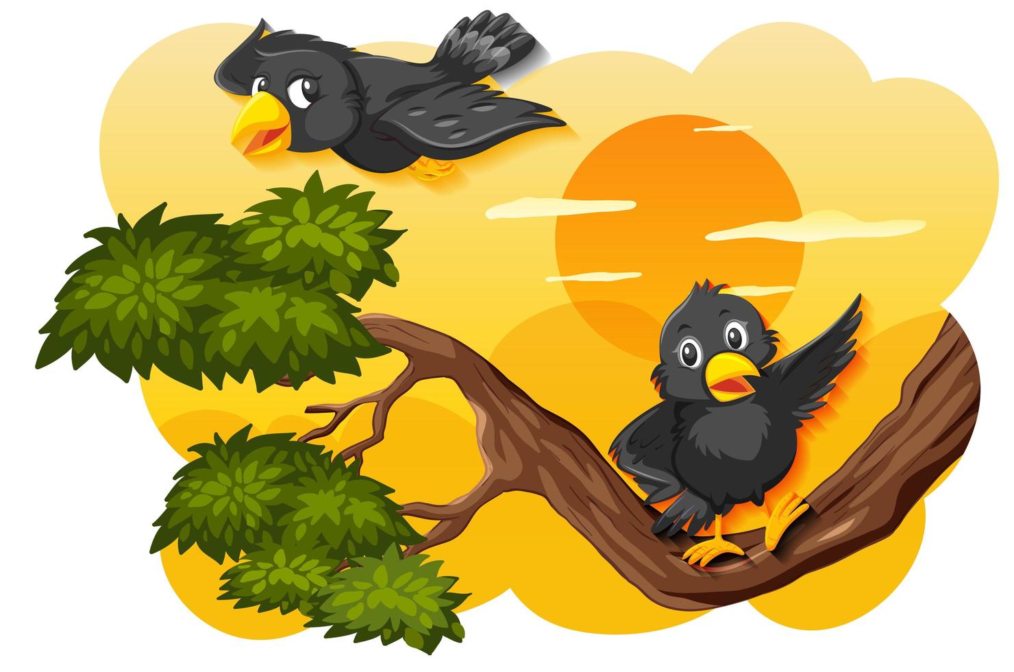 Bird in nature sunset vector