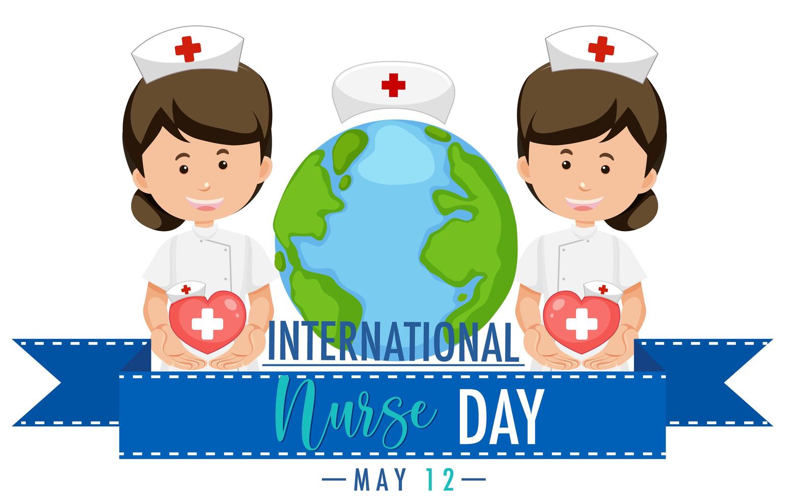 International Nurse Day design with cute nurses vector