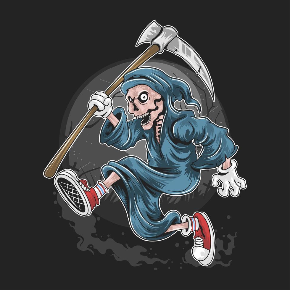 Running skull grim reaper vector