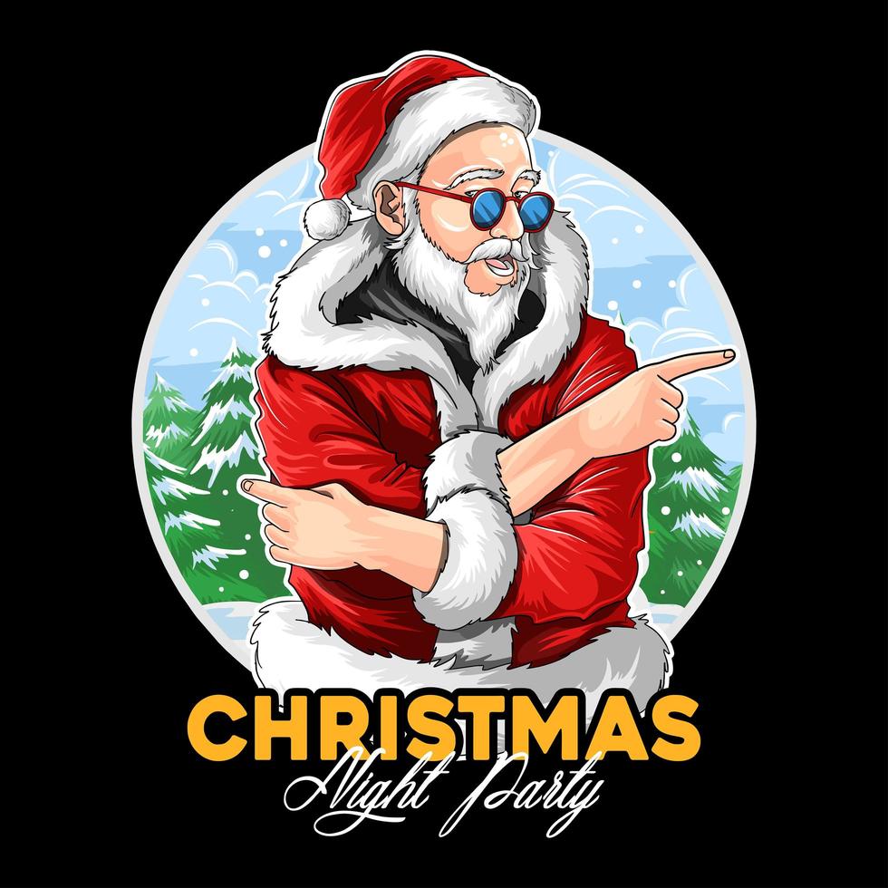 Santa Claus wearing sunglasses in winter scene vector