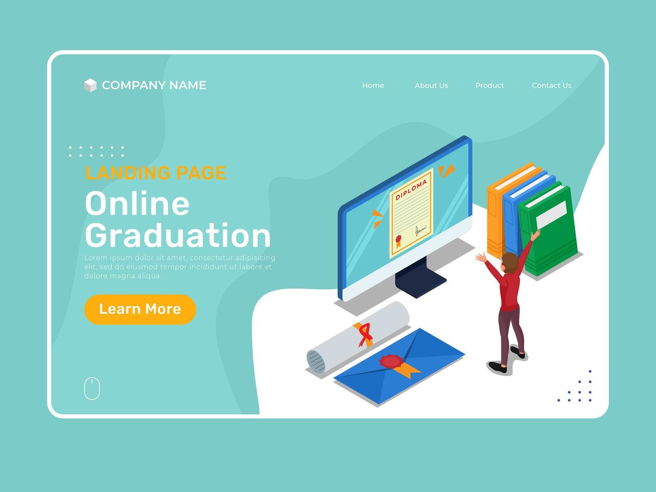 Online graduation template with isometric character vector