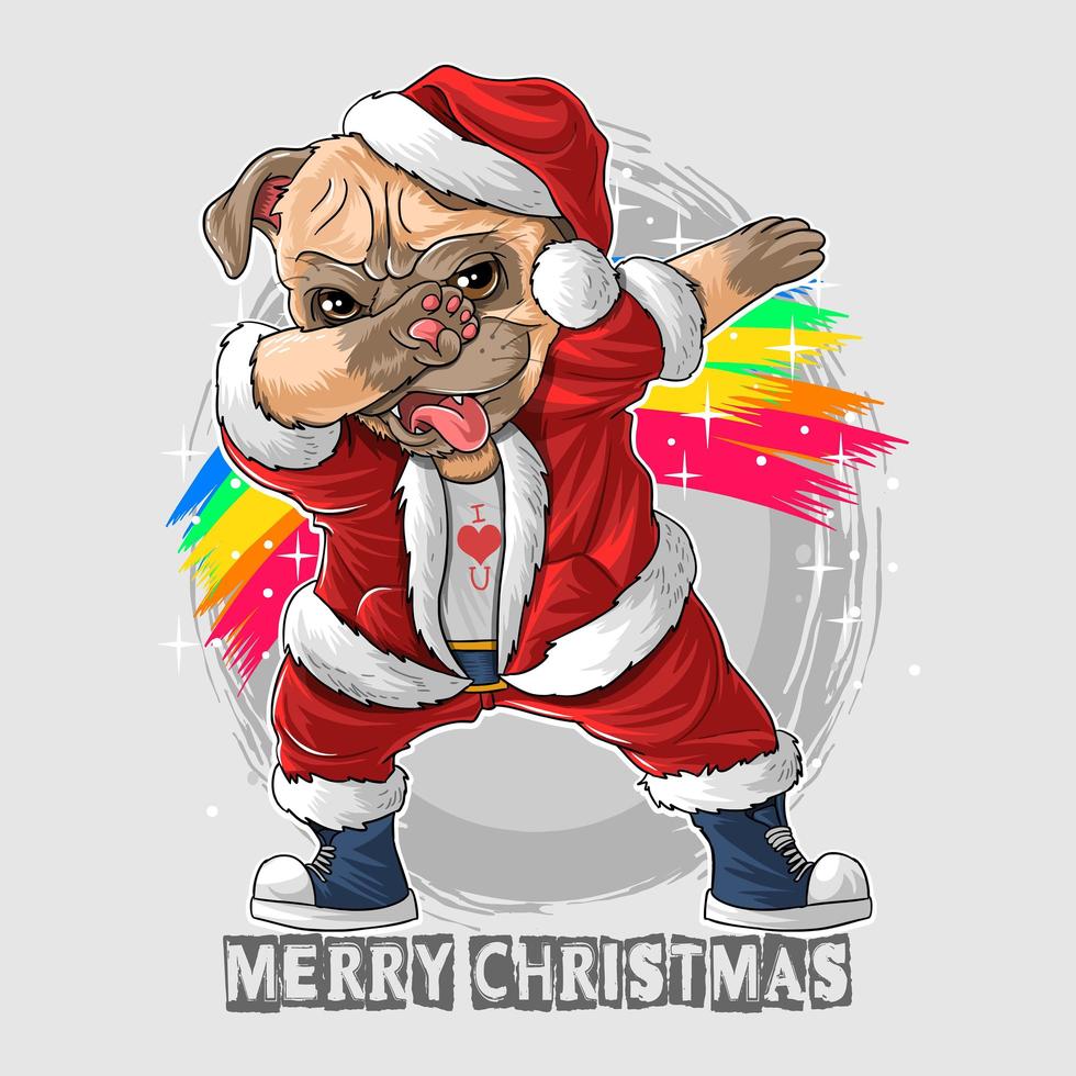 Santa Claus the cute pug vector