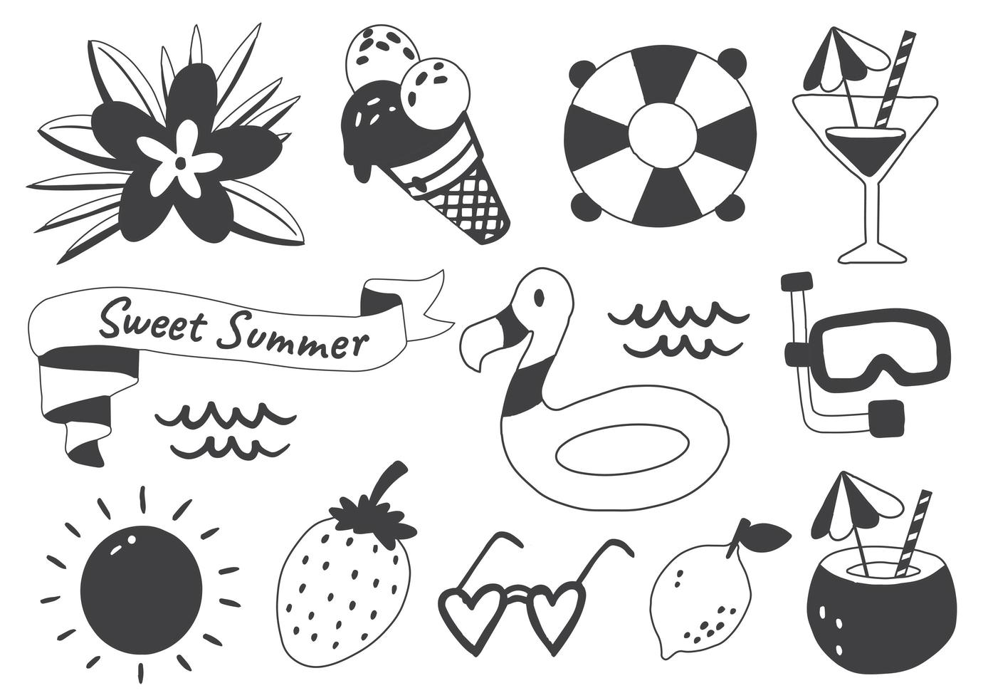 Summer themed label set vector