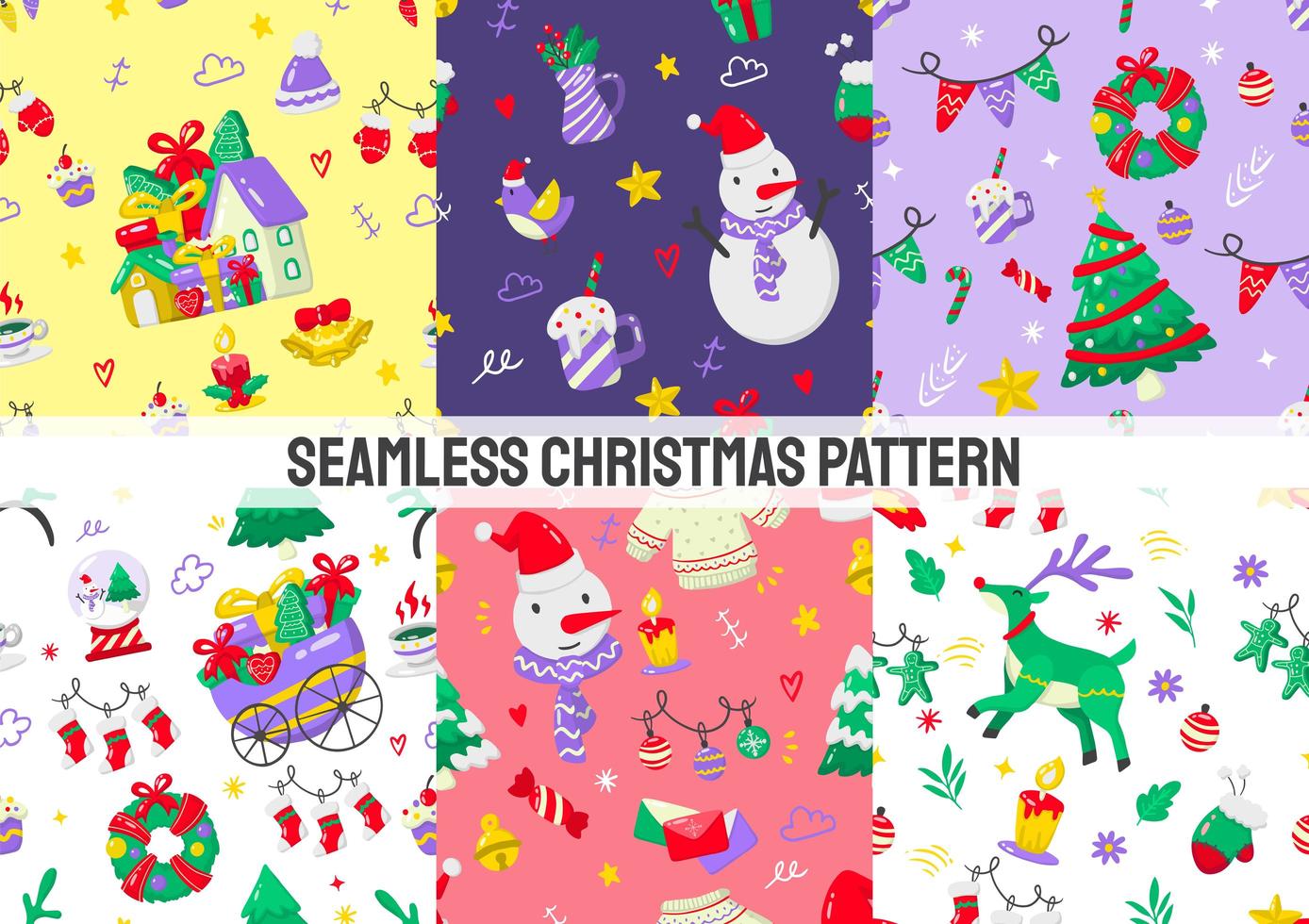 Seamless christmas Pattern set vector