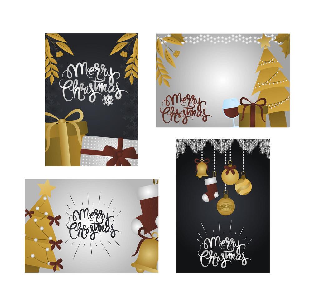 Set deluxe Christmas greeting cards vector