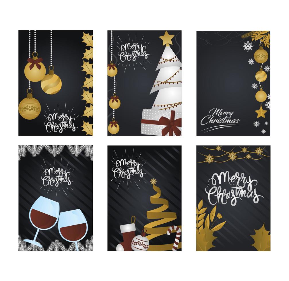 Set deluxe Christmas greeting cards vector