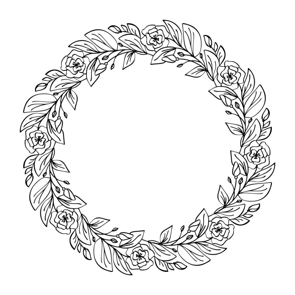 Round calligraphic wedding frame wreath vector