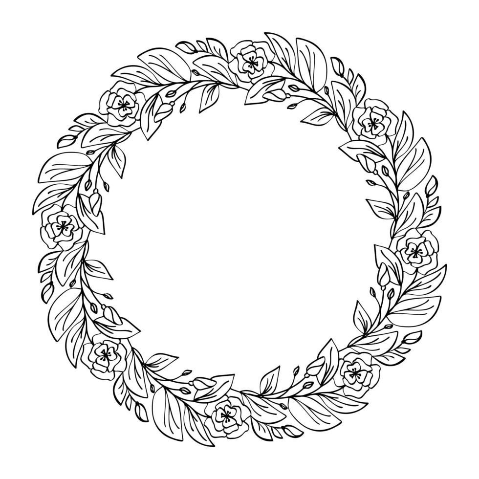 Round calligraphic wedding frame wreath vector