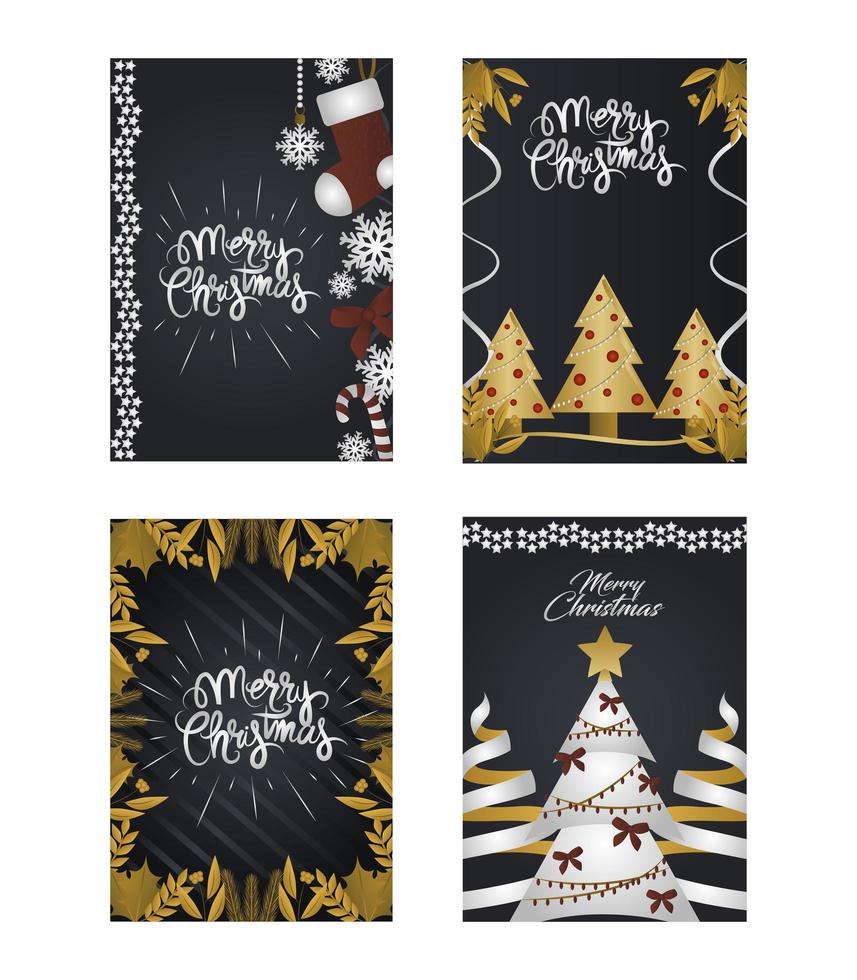 Set deluxe Christmas greeting cards vector