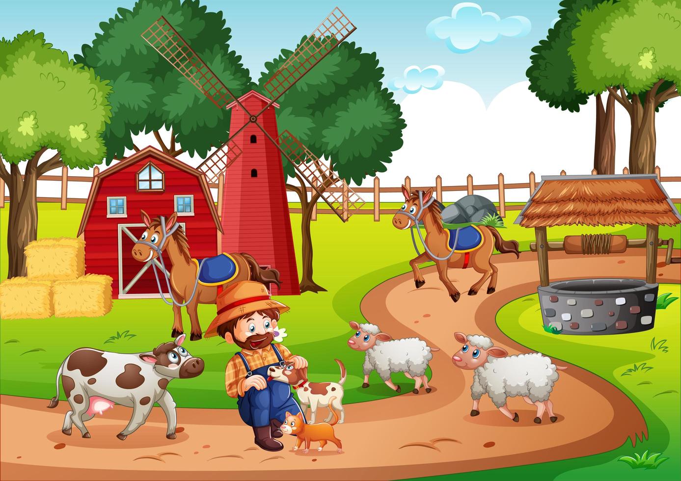 Old MacDonald in a farm nursery rhymes vector