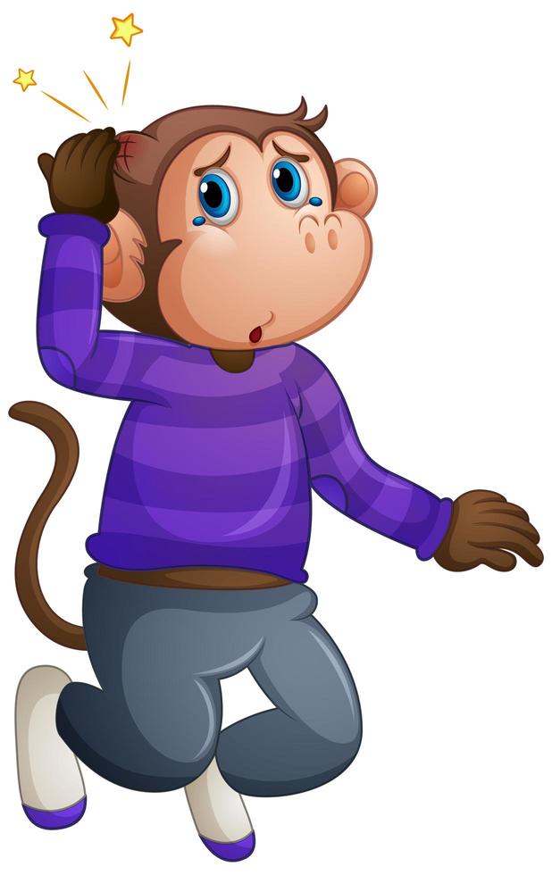 A cute monkey wearing t-shirt cartoon vector
