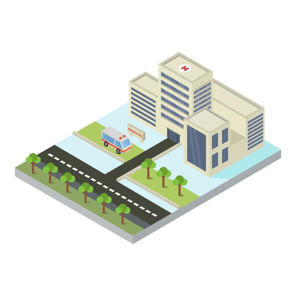 Isometric hospital on white vector