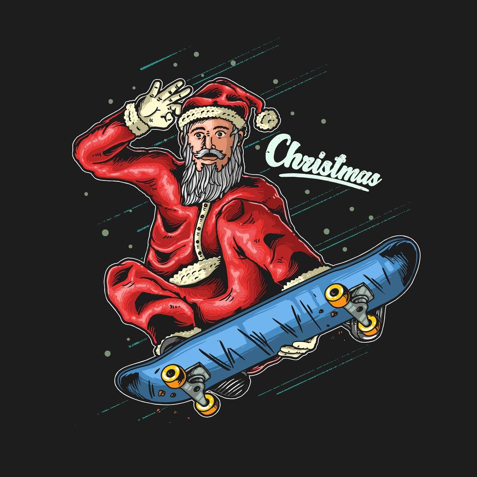 gráfico de patinador de santa claus vector