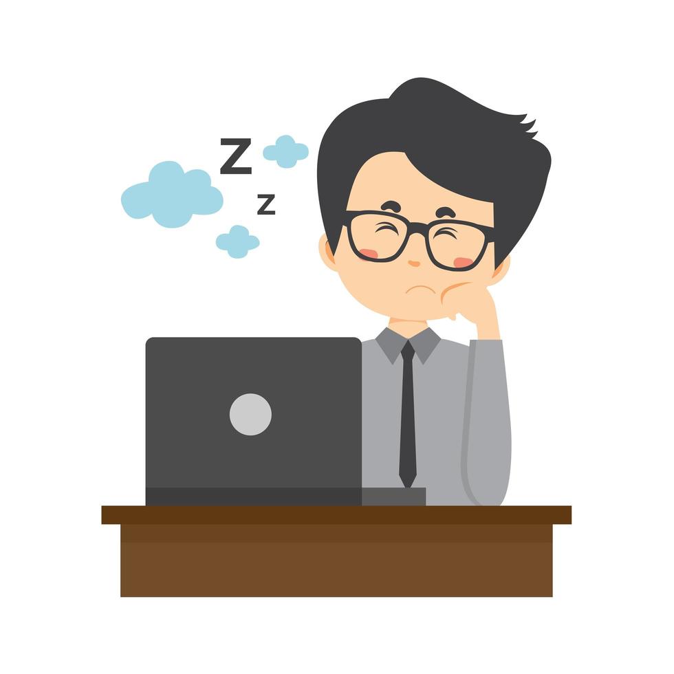 hombre de negocios durmiendo en horario de trabajo vector