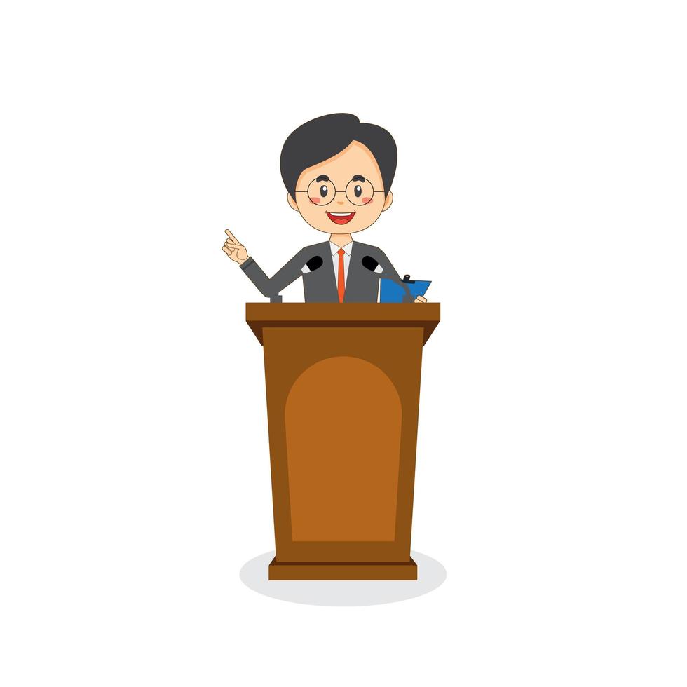 Business Character Speaks On The Podium vector