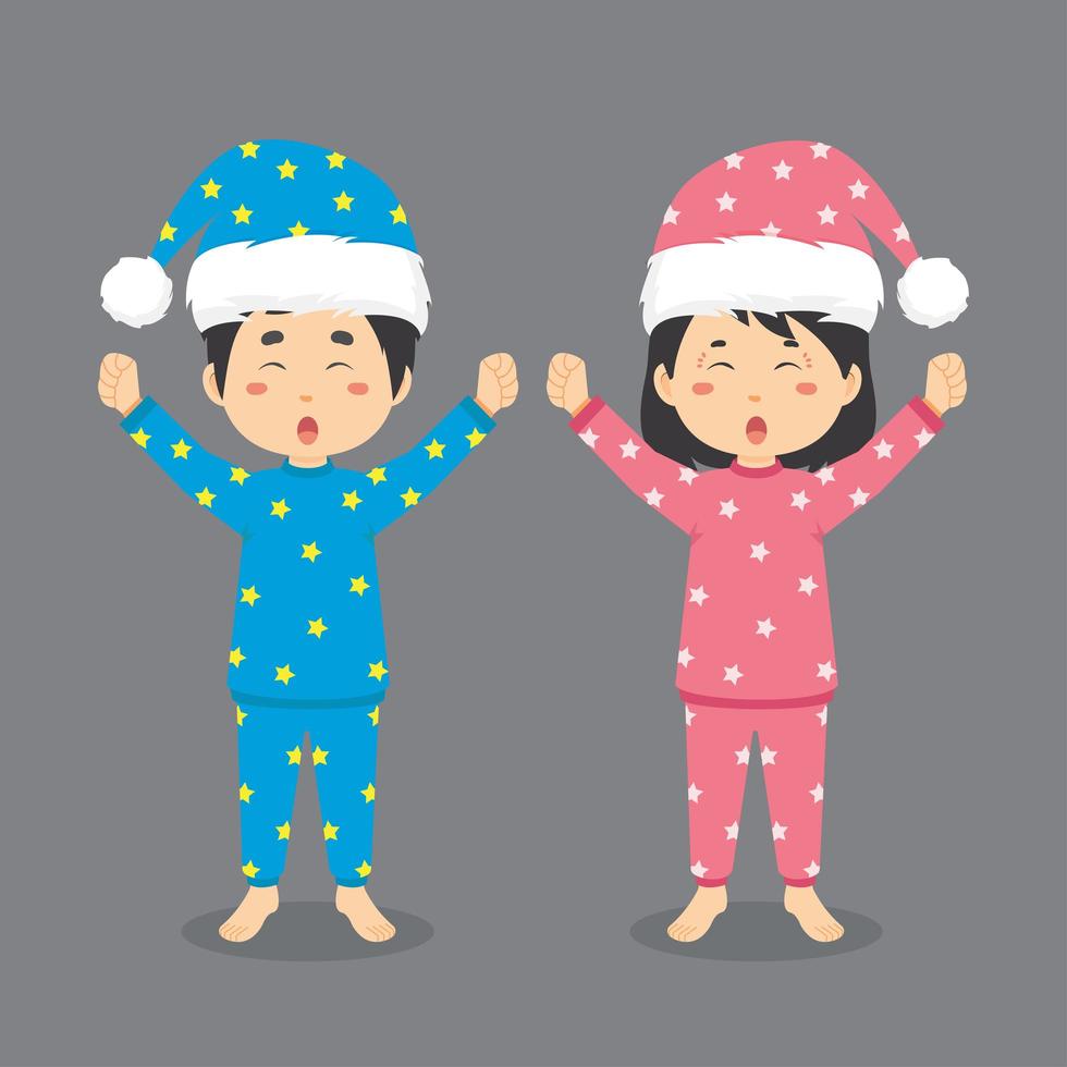 Cute Couple Character Wearing Pajamas vector