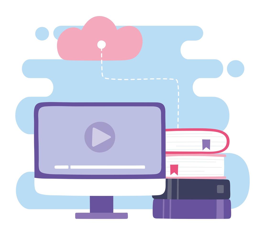 Computer video, cloud computing and ebooks design vector