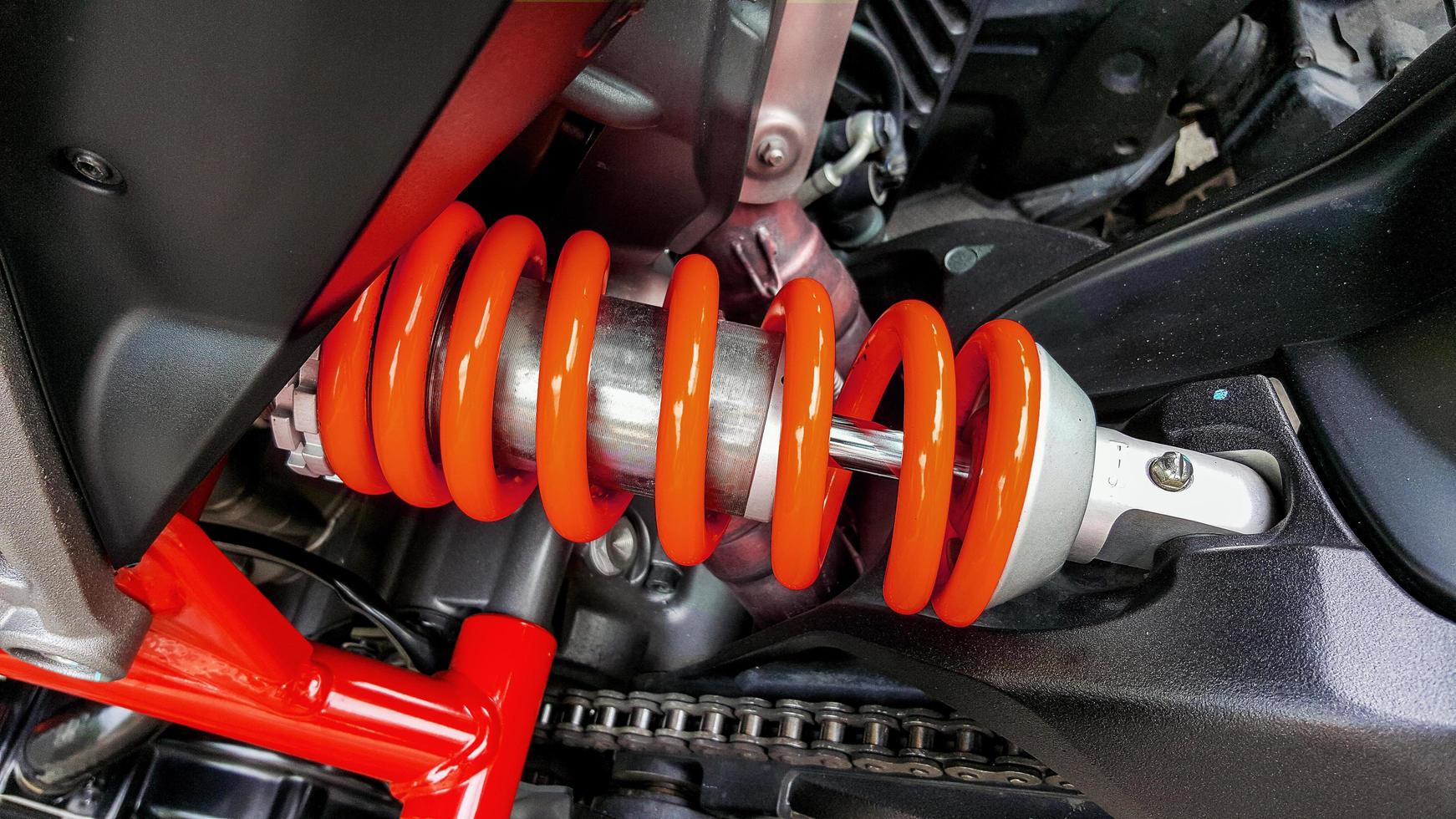 Close-up of motorcycle shock absorbers photo