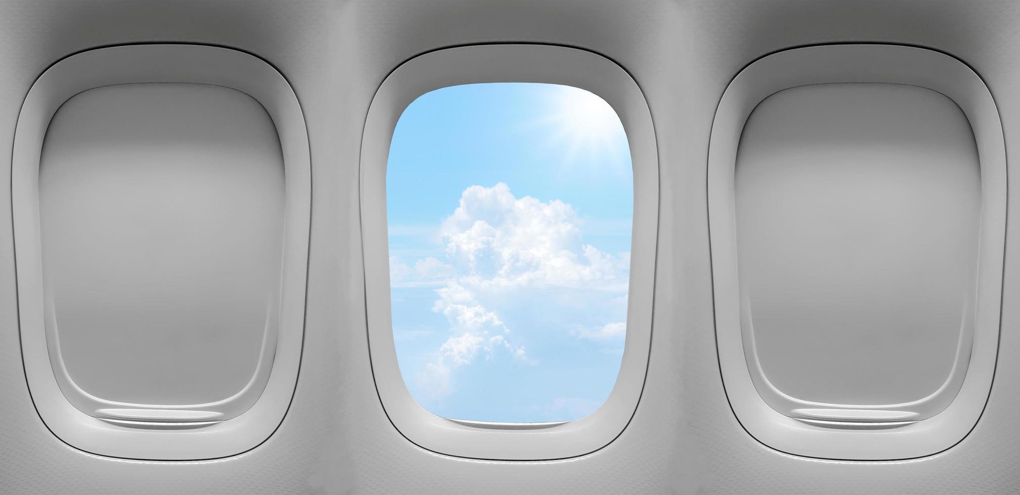 Three interior plane windows photo