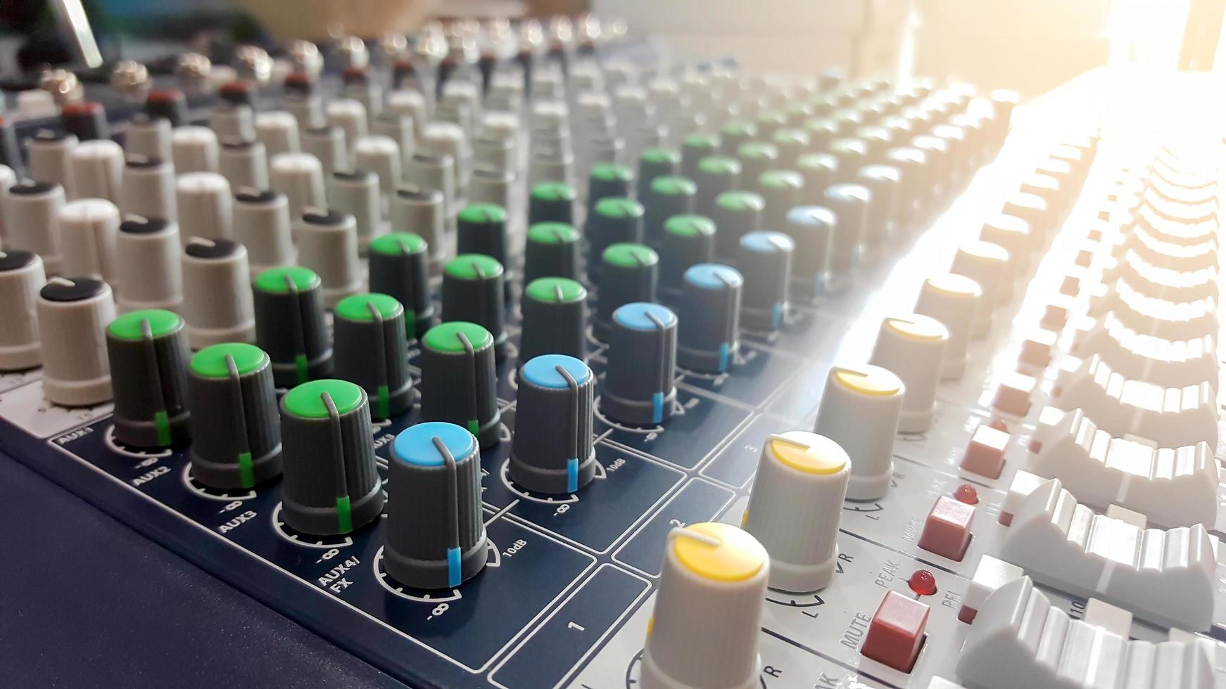 Controls for an audio mixer photo