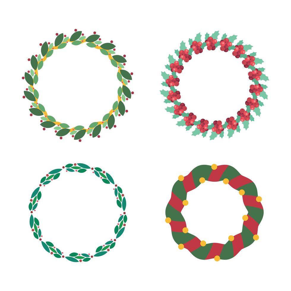 Collection of various Christmas wreaths vector