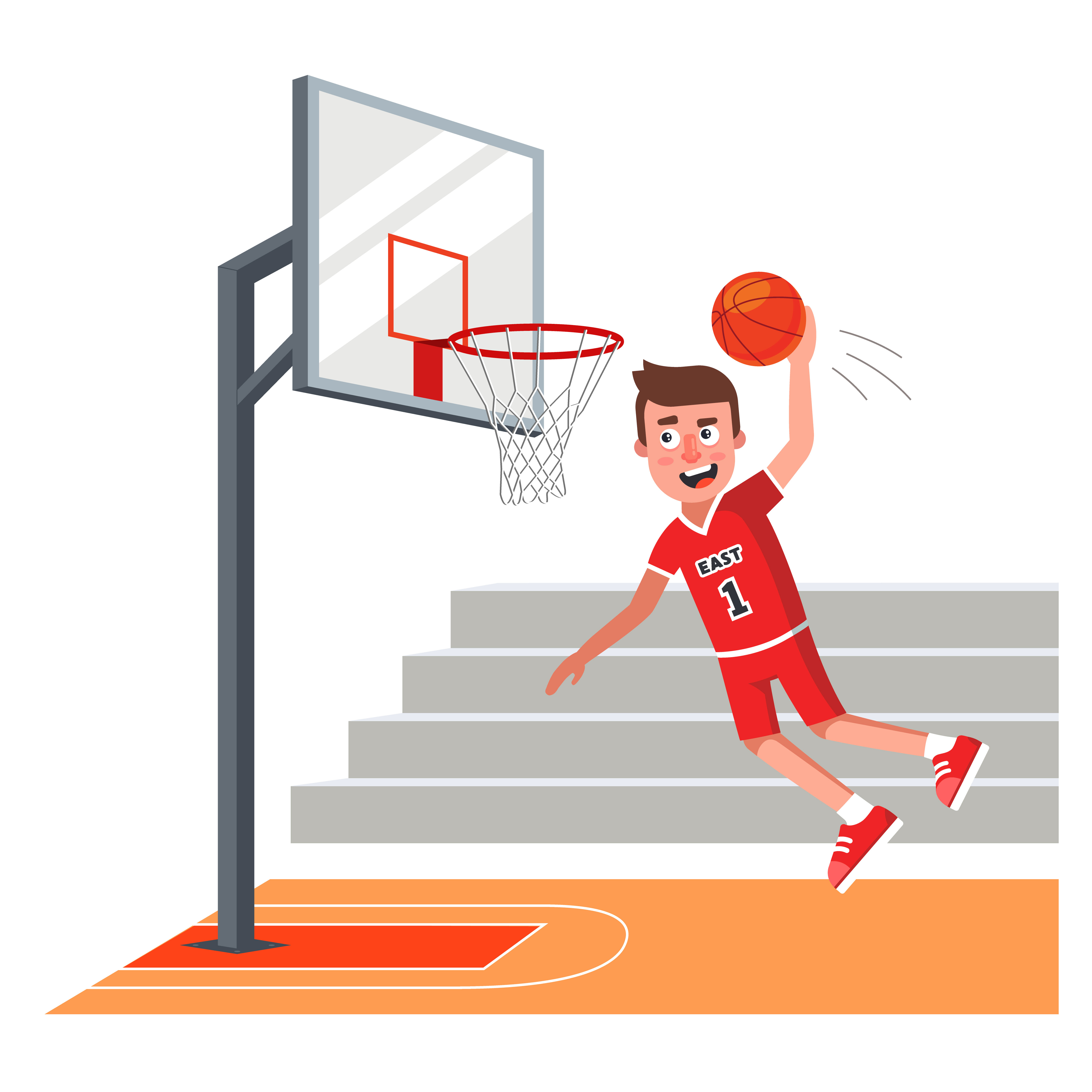 jugador de baloncesto, en, uniforme rojo, lanzamiento, pelota, en, aro jugador de baloncesto, en, uniforme rojo, lanzamiento, pelota, en, aro
