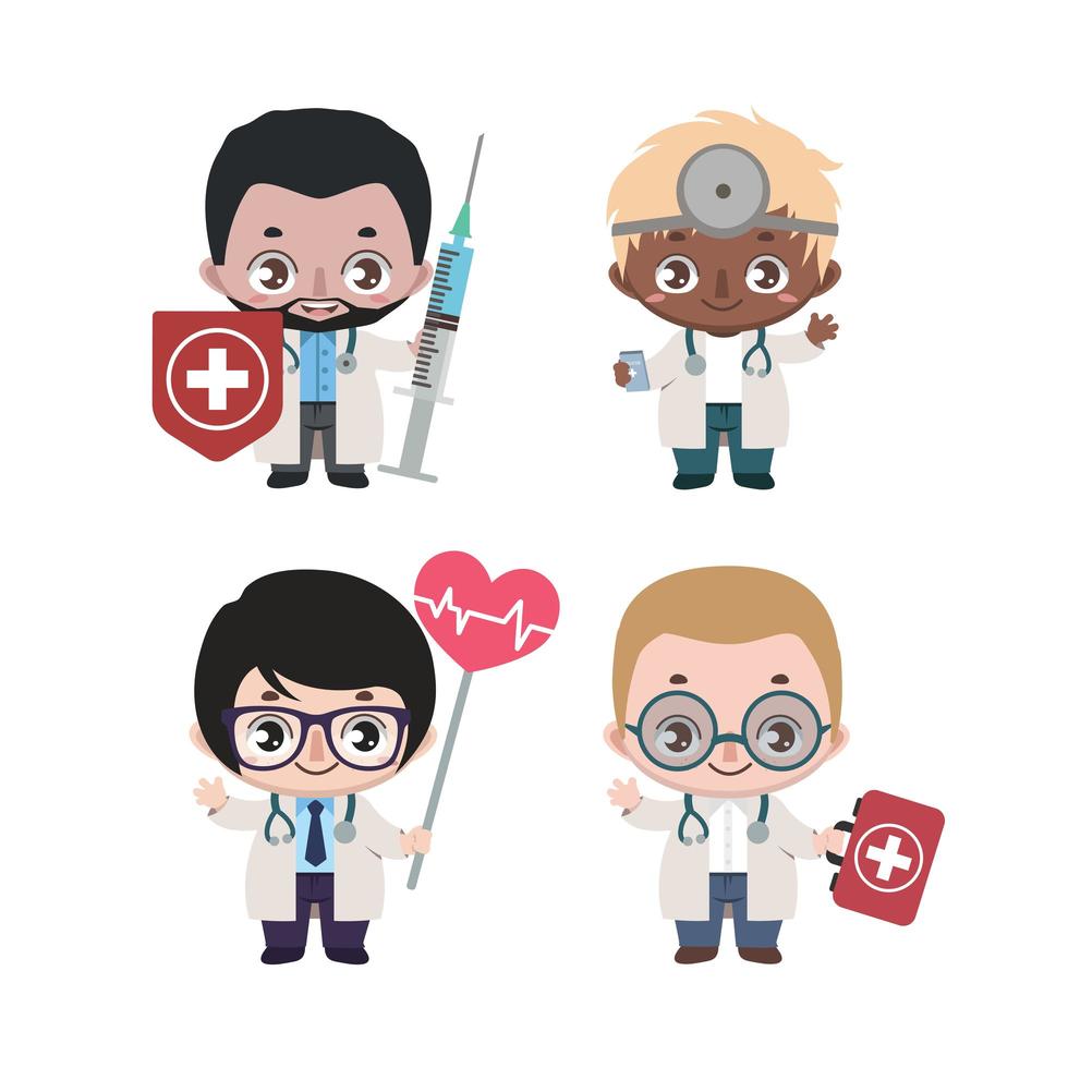 Group of diverse male doctors vector