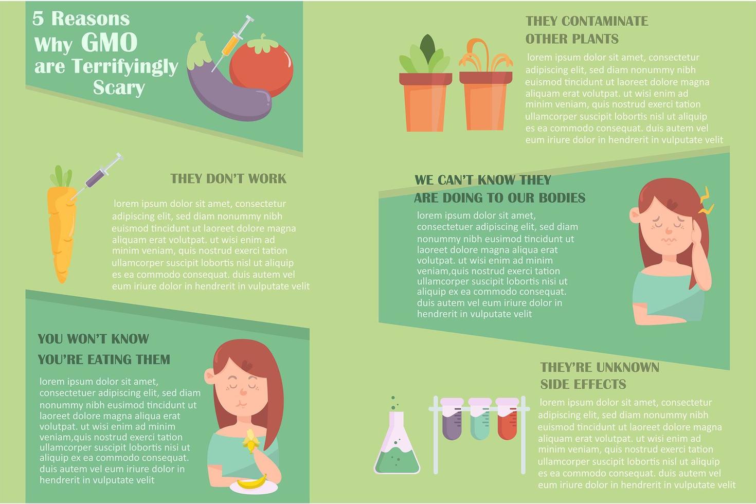 plantilla de infografía gmo de miedo vector