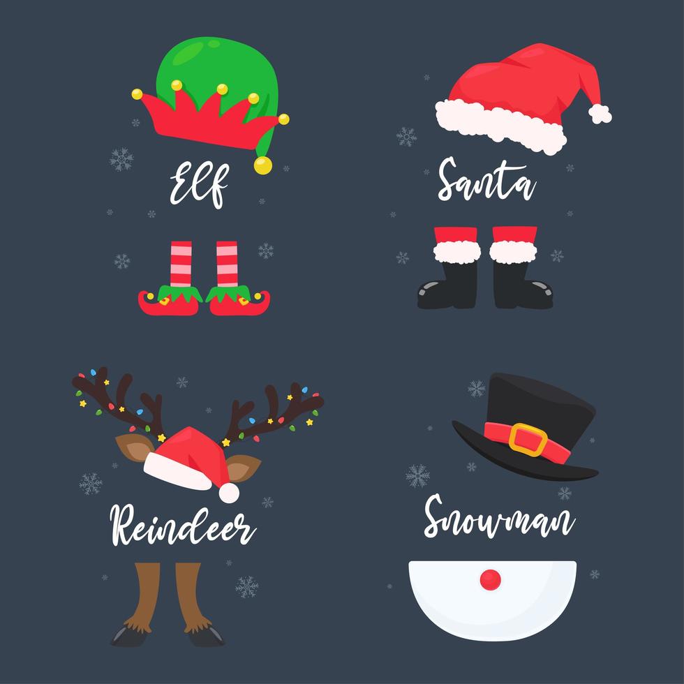 Christmas character costumes with text vector